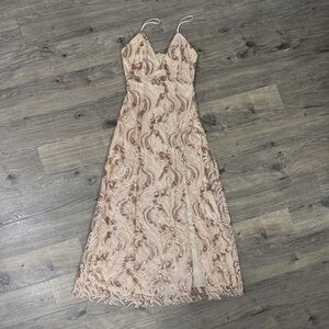 NWT | Southern Fried Chics Rose Gold Sequin Gown | Size L